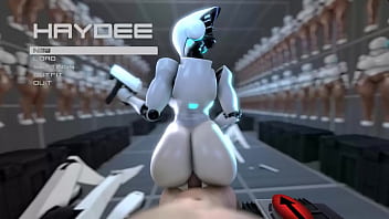 Haydee the Super-sexy robot - Trio dimensional Porno Parody Clothespins Compilation